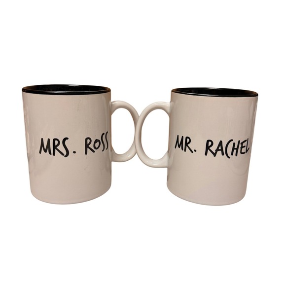 FRIENDS Other - Friends T.V. Series Mr. Rachel Whiskers & Mrs. Ross Mustache Dbl-sided Mugs 2pc